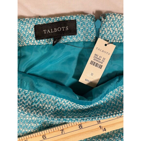 NWT 2 Talbots Skirts Womens 12 Teal/White & Maroon/White Tweed Pencil Classic - Picture 4 of 7